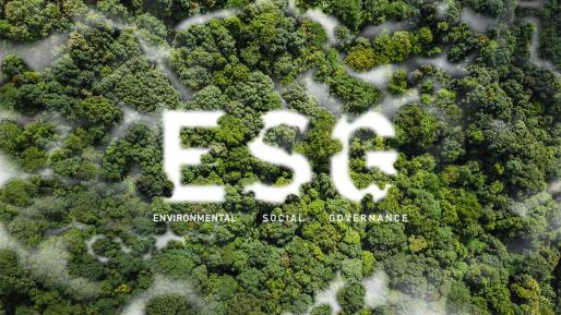 Napis ESG na tle roślinności